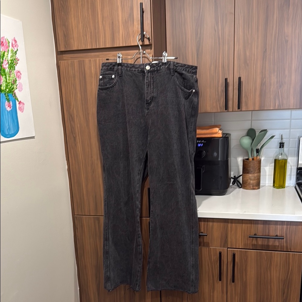Princess Polly Black Flare Wide Leg Jeans